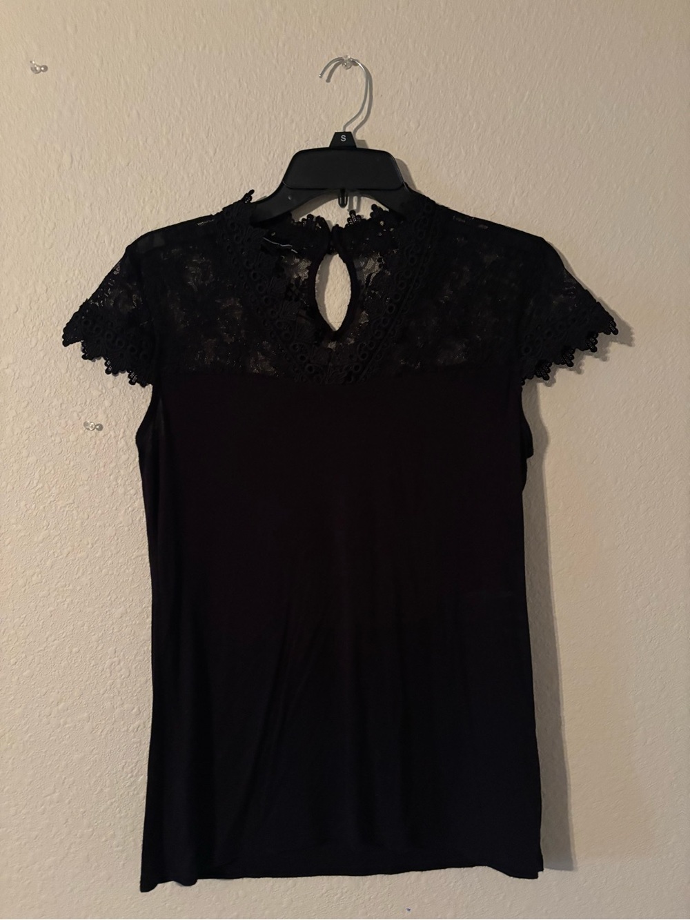 Black Lace Short Sleeve Top